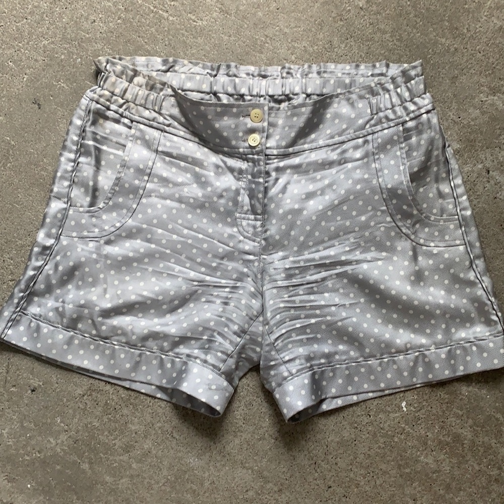 Derek Lam gray polka dot silk shorts size L